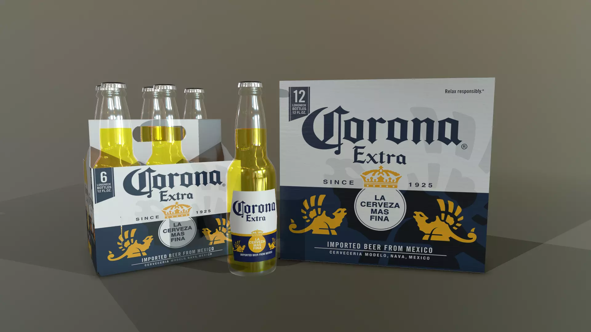 Corona beer Low-poly 3D model_0