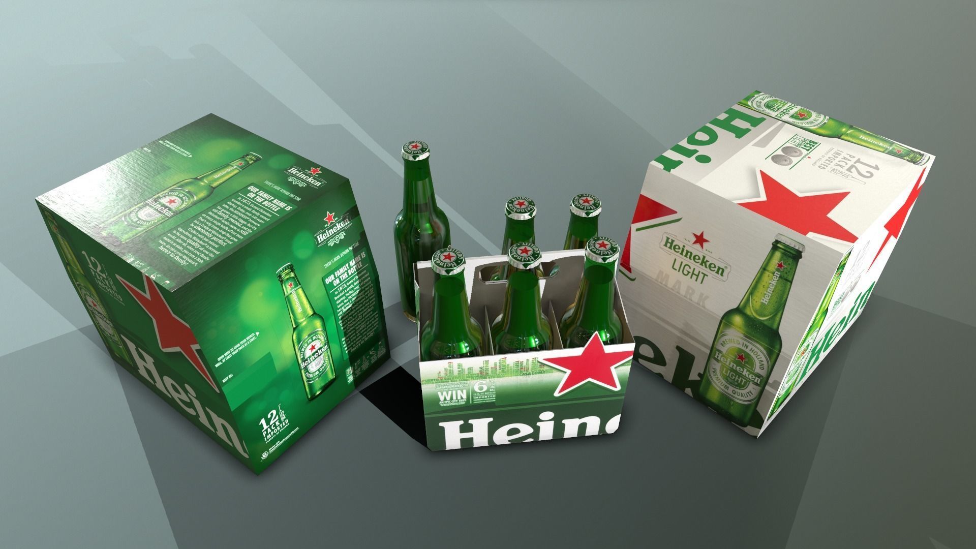 Heineken beer Low-poly 3D model_4
