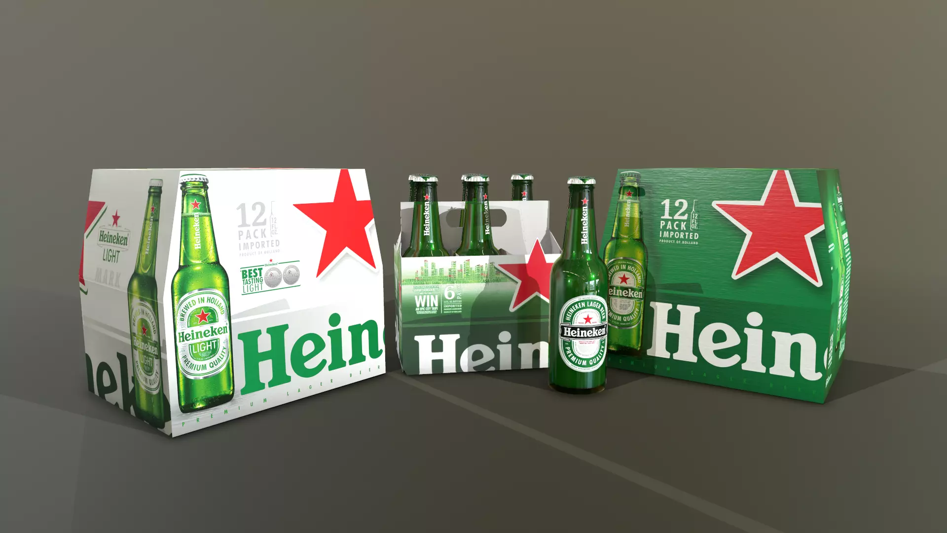Heineken beer Low-poly 3D model_0