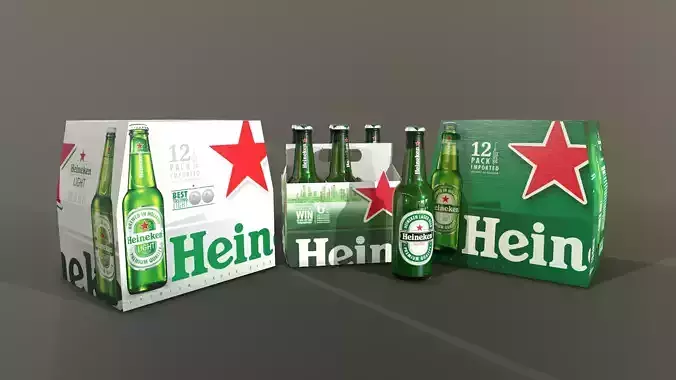 Heineken beer Low-poly 3D model