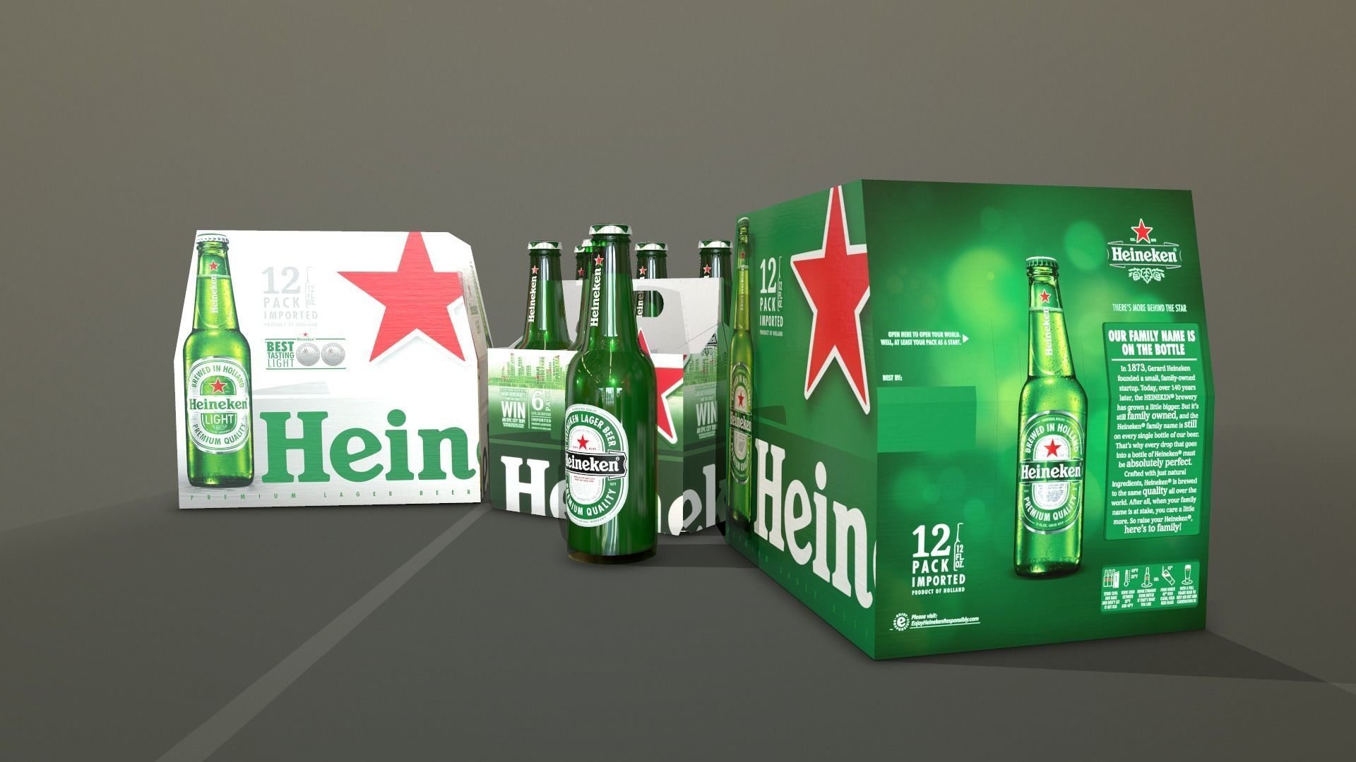 Heineken beer Low-poly 3D model_3