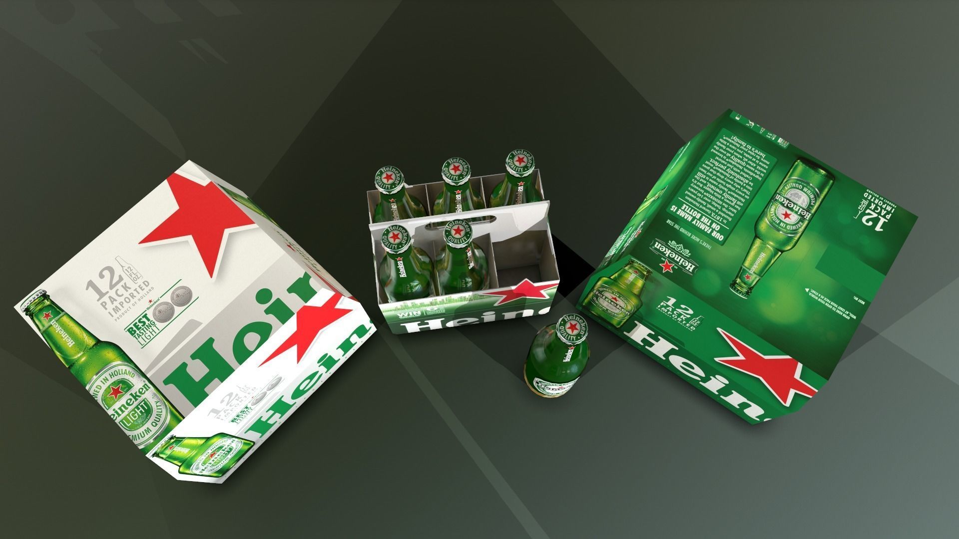 Heineken beer Low-poly 3D model_5
