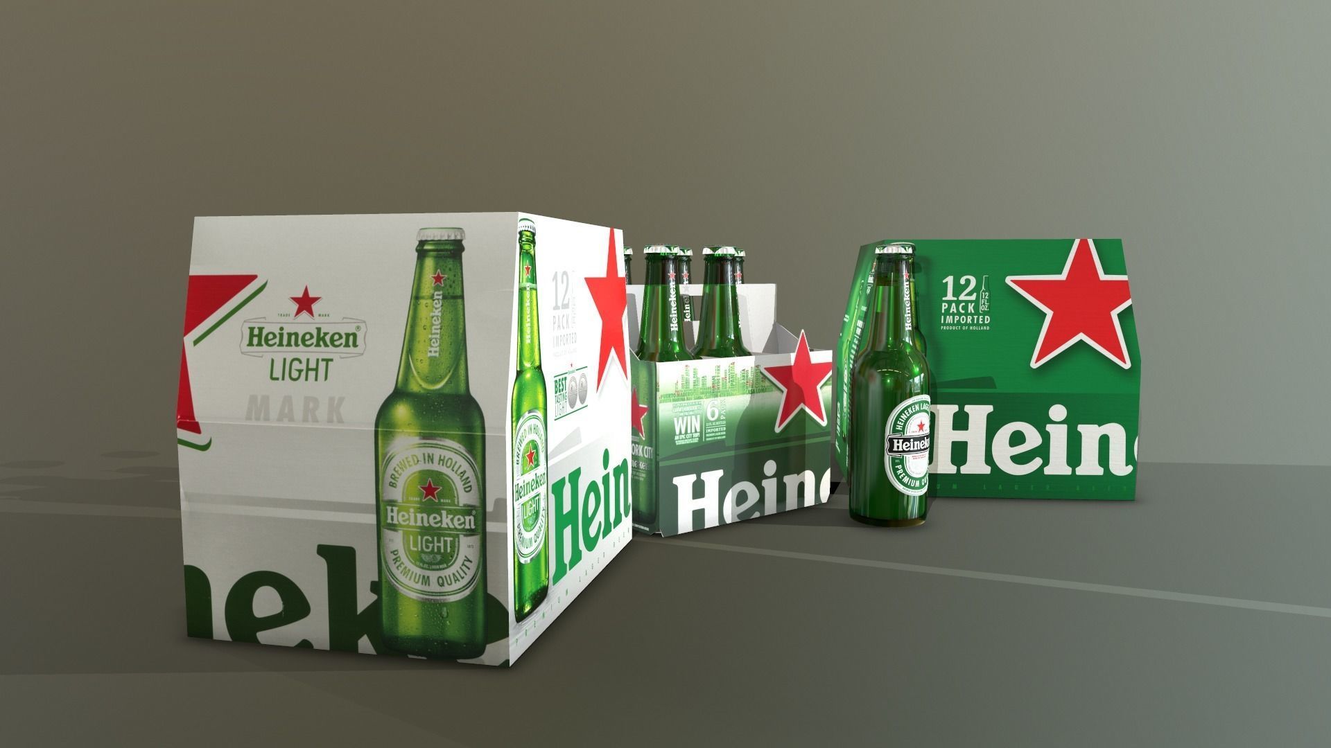 Heineken beer Low-poly 3D model_2