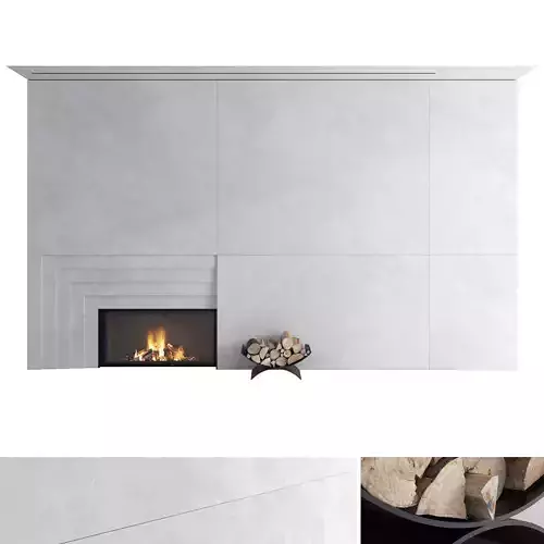 Decorative wall with fireplace set 42