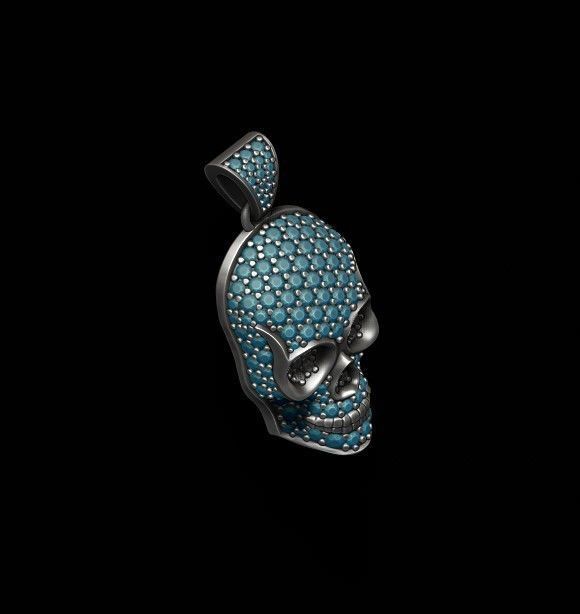 skull pendant with gems 3D print model_6