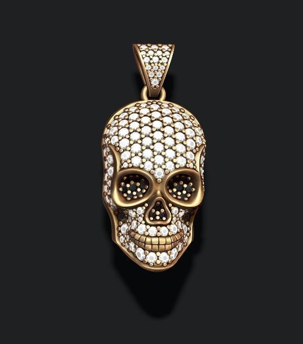 skull pendant with gems 3D print model_1