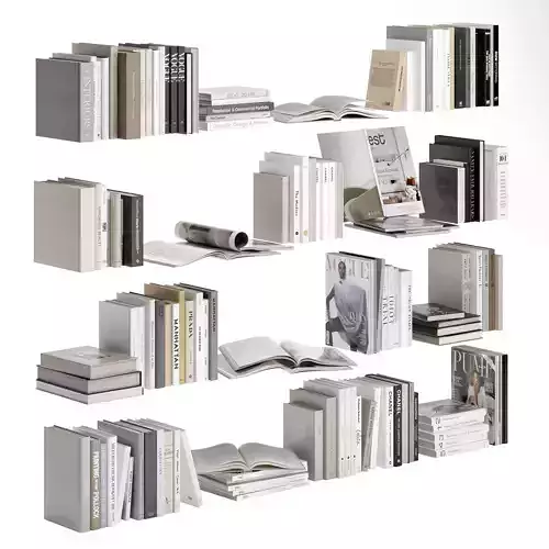 Books and magazines set 01 3D model