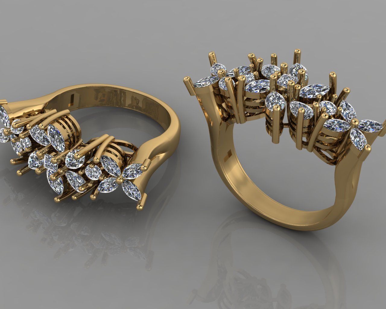 Marquis jewelry ring 3D print model_4