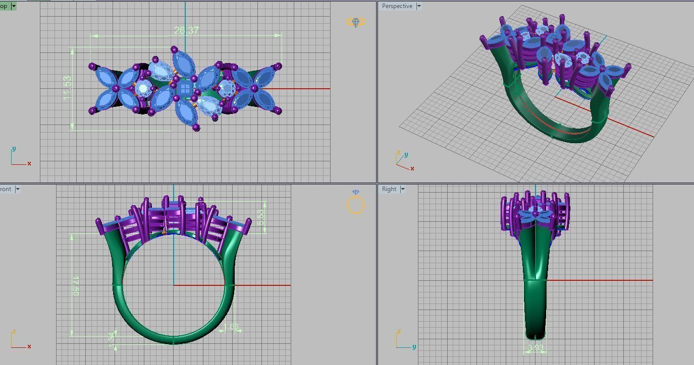 Marquis jewelry ring 3D print model_15