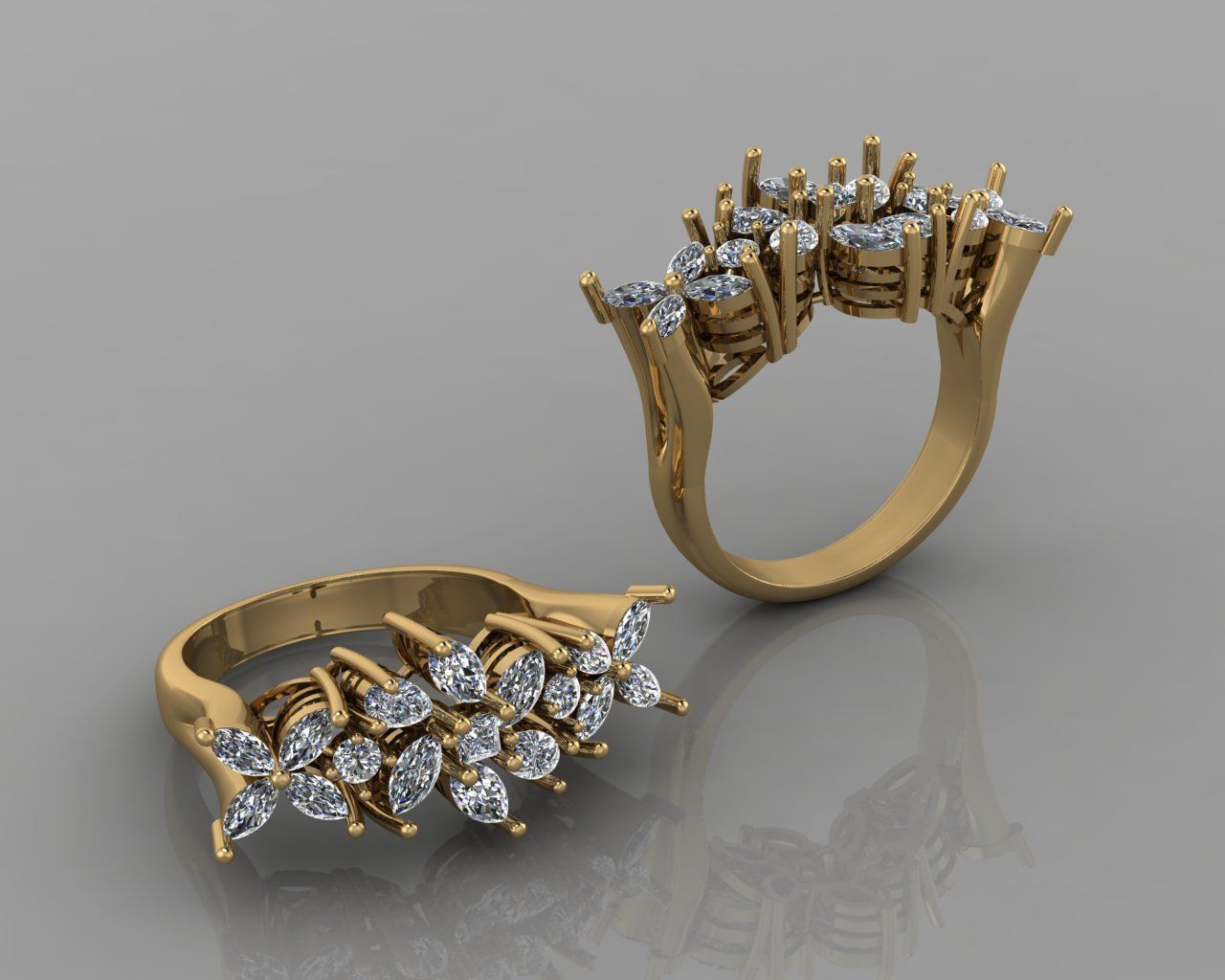 Marquis jewelry ring 3D print model_1