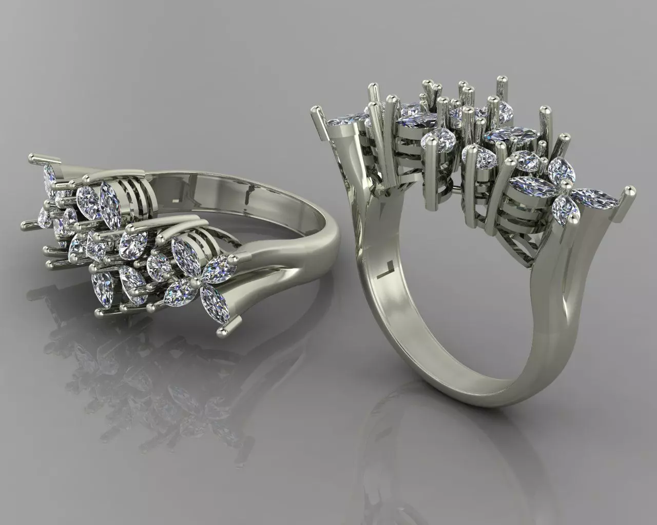 Marquis jewelry ring 3D print model_0