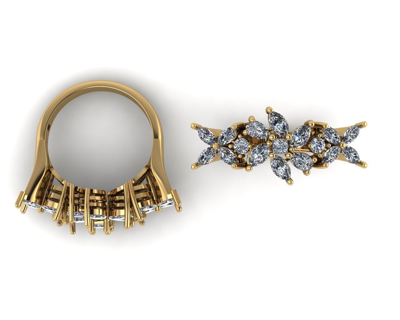 Marquis jewelry ring 3D print model_2