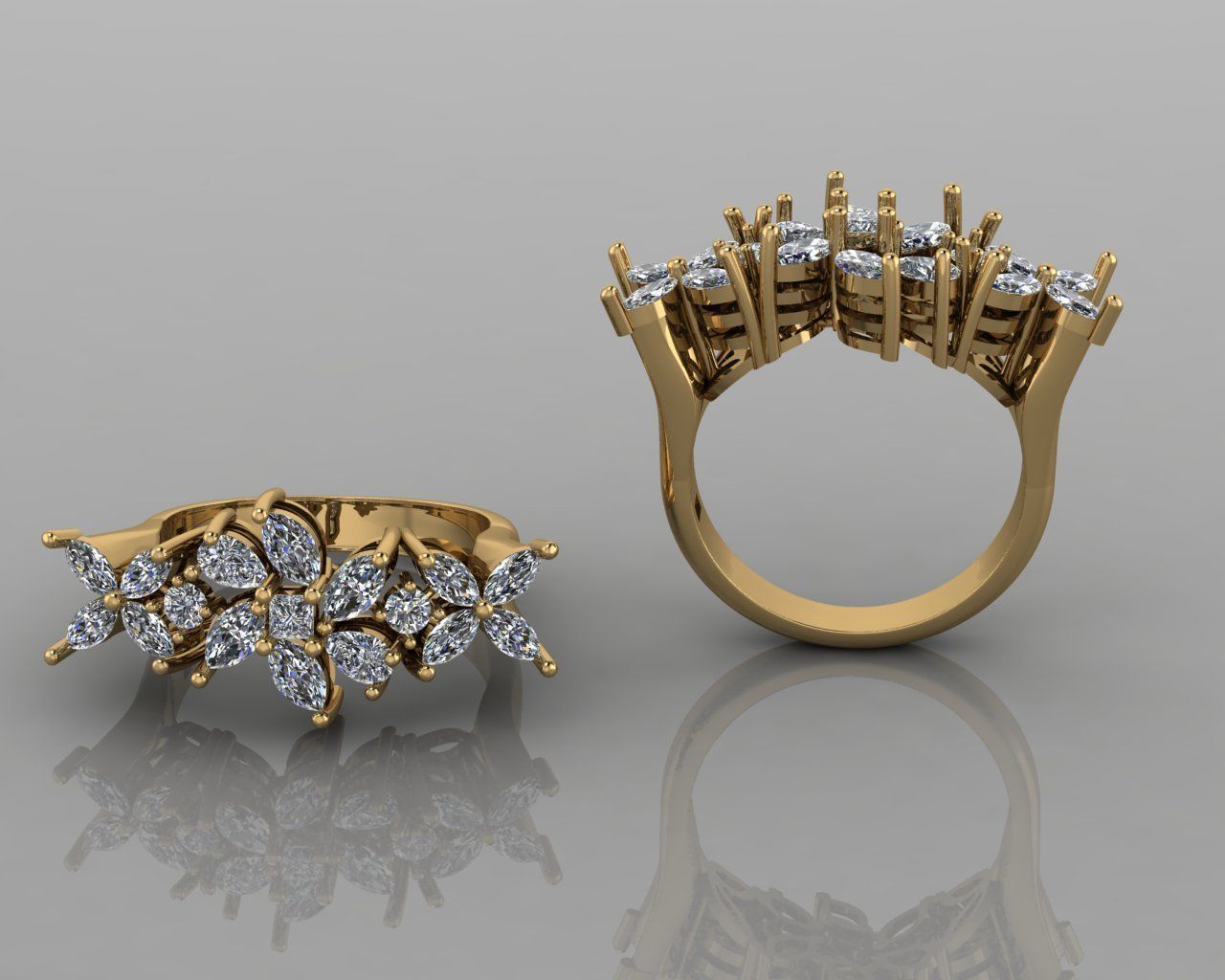 Marquis jewelry ring 3D print model_6