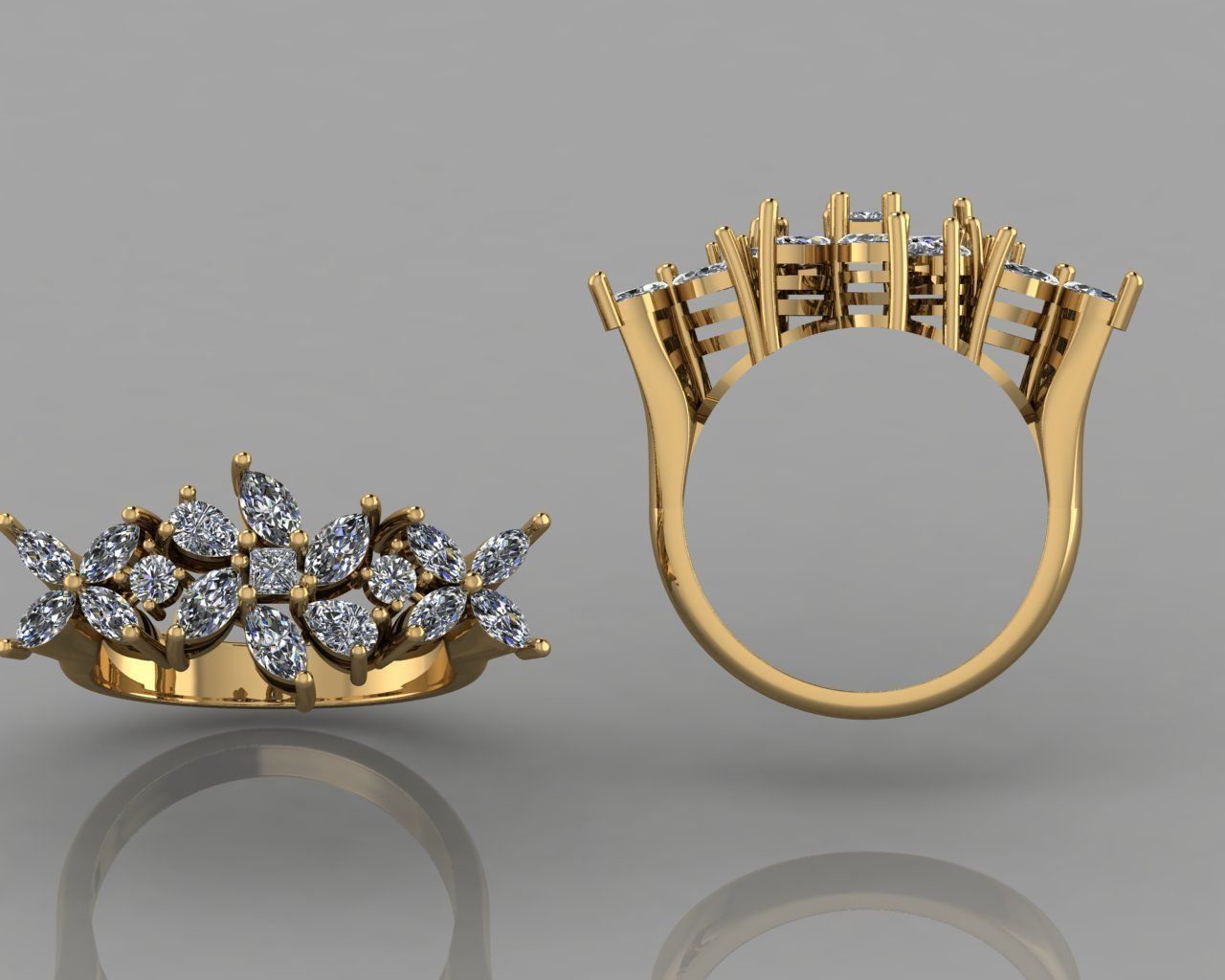 Marquis jewelry ring 3D print model_7