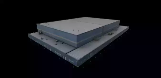 3D Building Low Poly warehouse