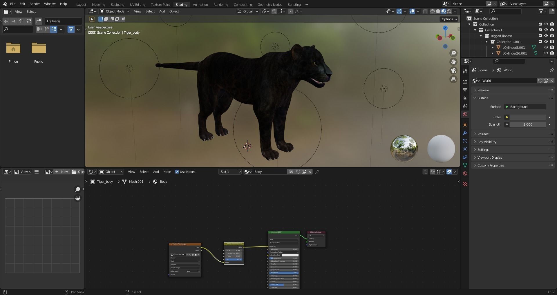 Fur Black Panther Rigged and Animation in Blender  Low-poly 3D model_29