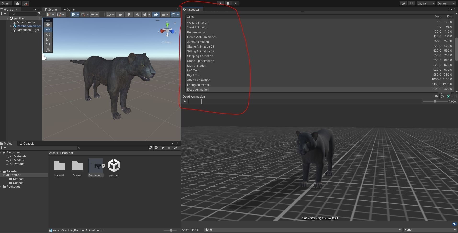 Fur Black Panther Rigged and Animation in Blender  Low-poly 3D model_27