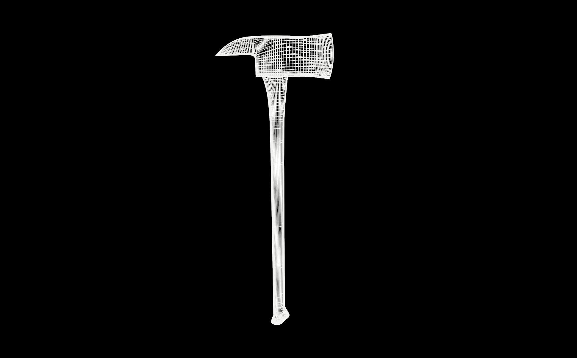Firefighter Axe Low-poly 3D model_5
