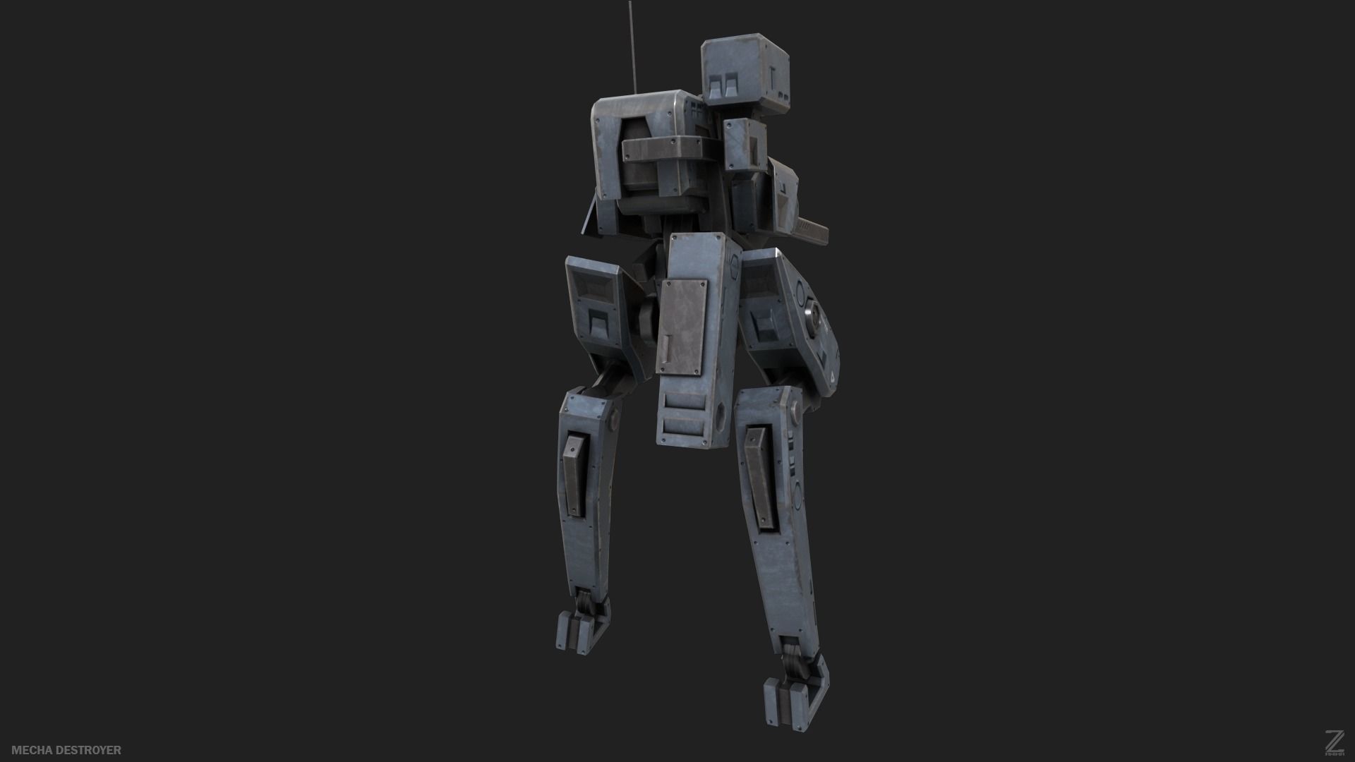 Mecha destroyer Low-poly 3D model_9