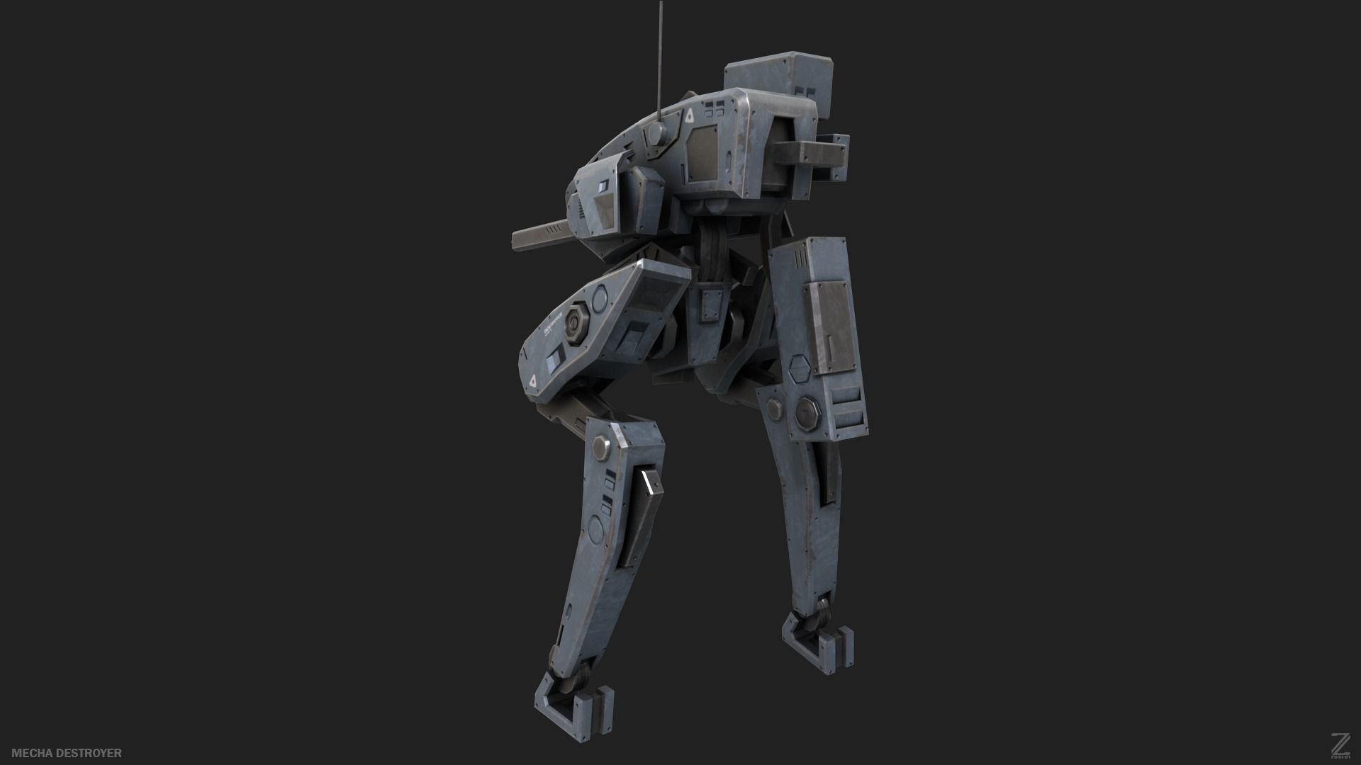 Mecha destroyer Low-poly 3D model_8