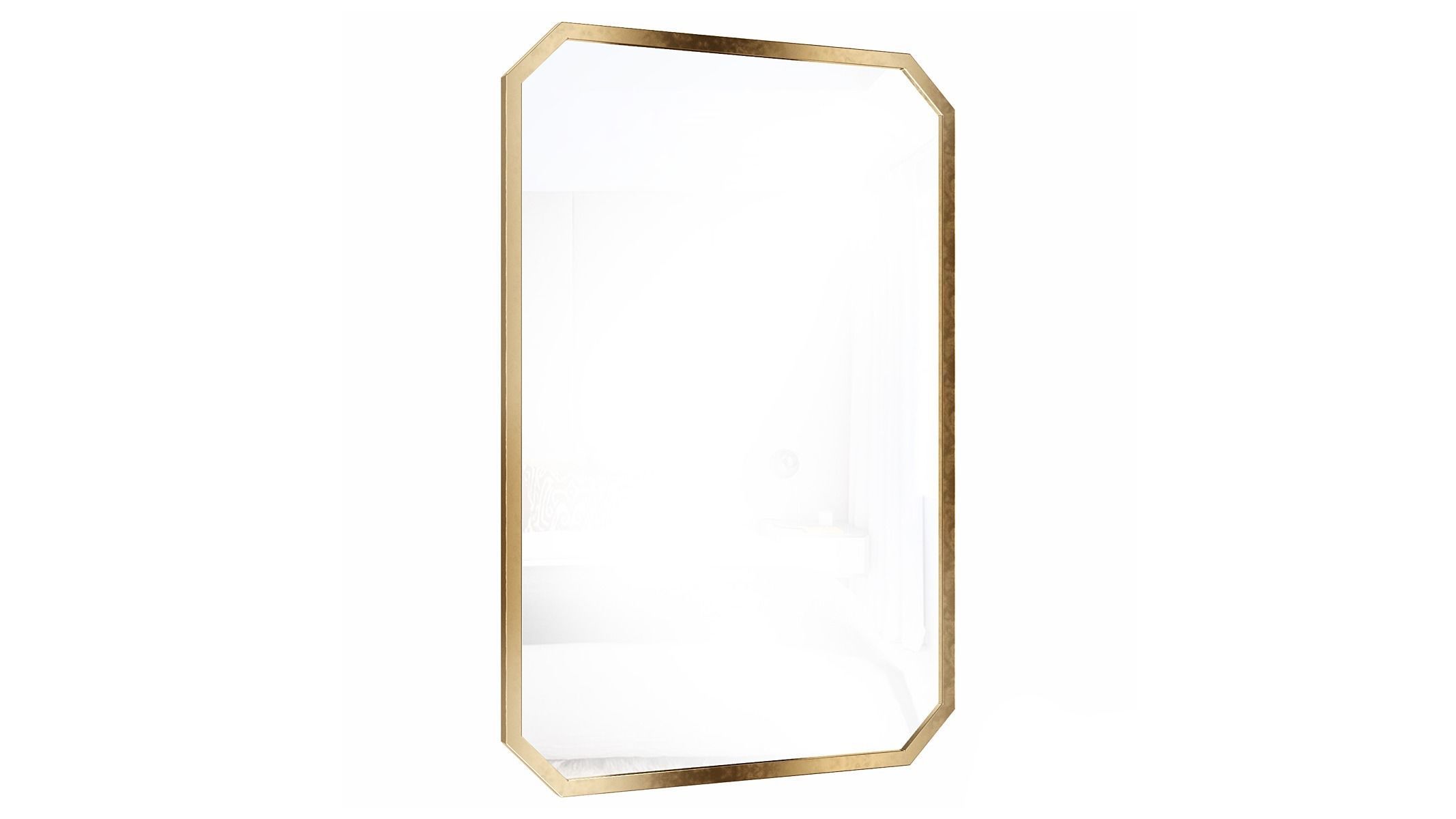 Medium Octagonal Gold Beveled Glass Classic Accent Mirror 3D model_1