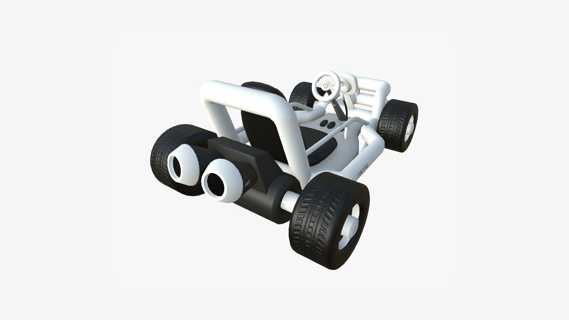 Cartoon Kart H08 White - Vehicle Racing Design Low-poly 3D model_2
