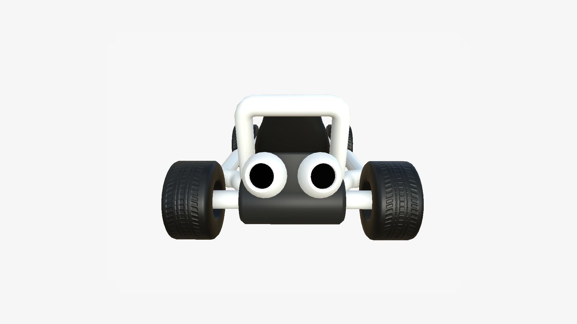 Cartoon Kart H08 White - Vehicle Racing Design Low-poly 3D model_3