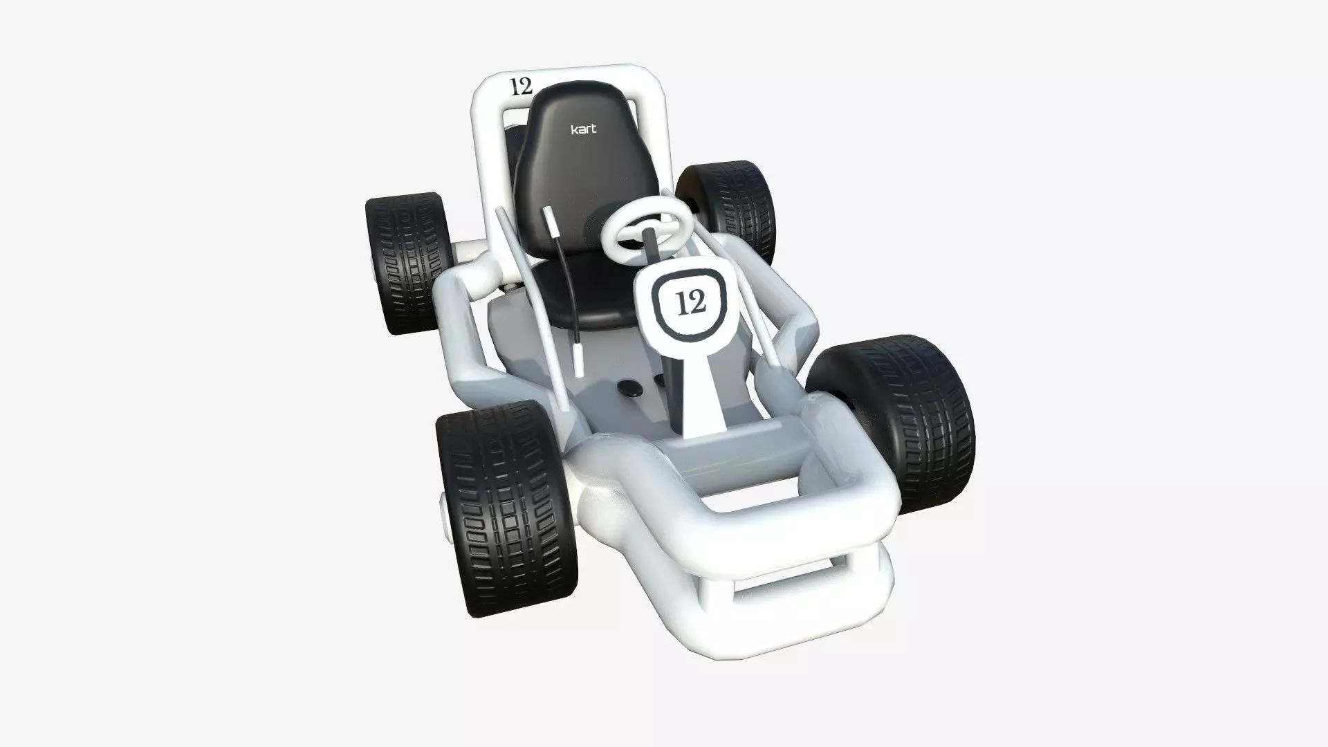 Cartoon Kart H08 White - Vehicle Racing Design Low-poly 3D model_0