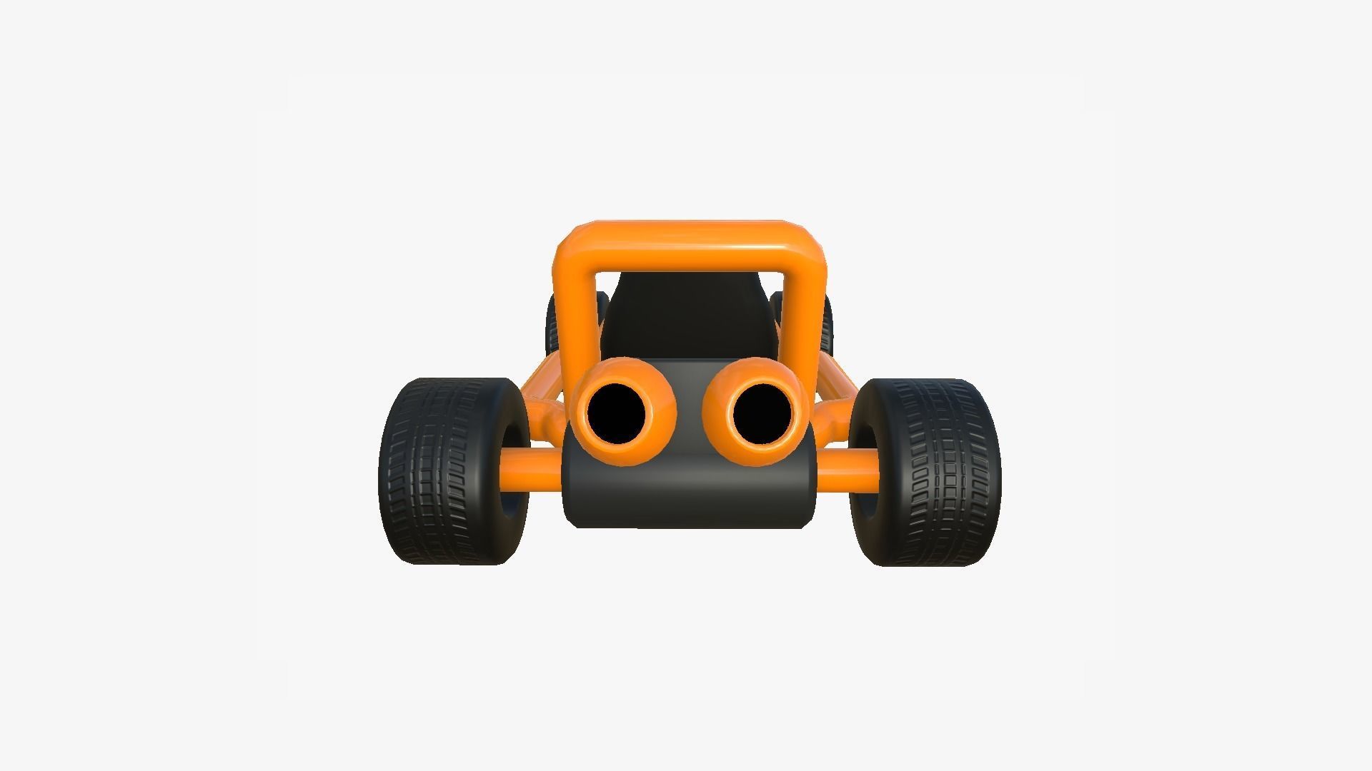 Cartoon Kart H07 Orange - Vehicle Racing Design Low-poly 3D model_3