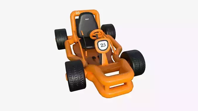 Cartoon Kart H07 Orange - Vehicle Racing Design Low-poly 3D model