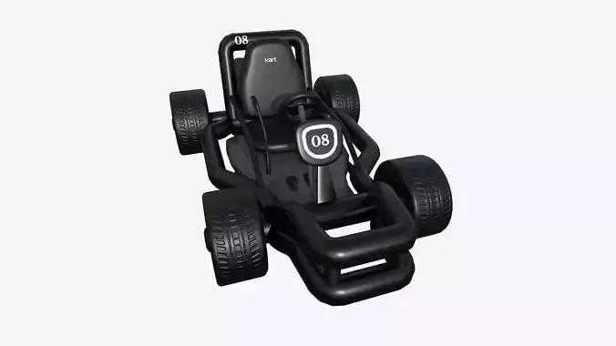 Cartoon Kart H09 Black - Vehicle Racing Design Low-poly 3D model