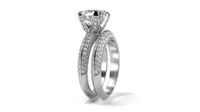 Wedding Band Tiffany with Side Band All Sizes 3D print model