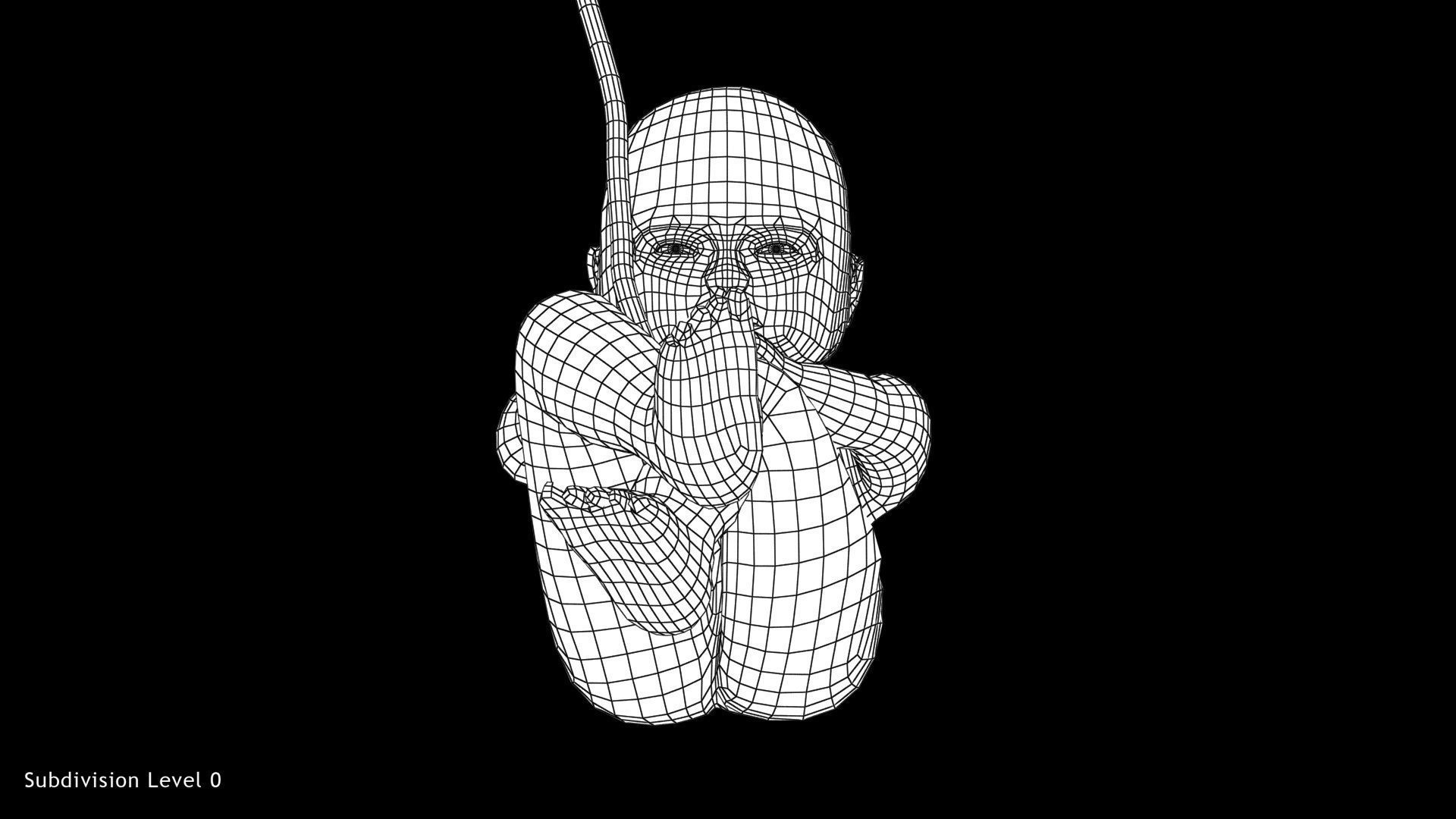 Animated and Morphed Human Fetus Low-poly 3D model_43