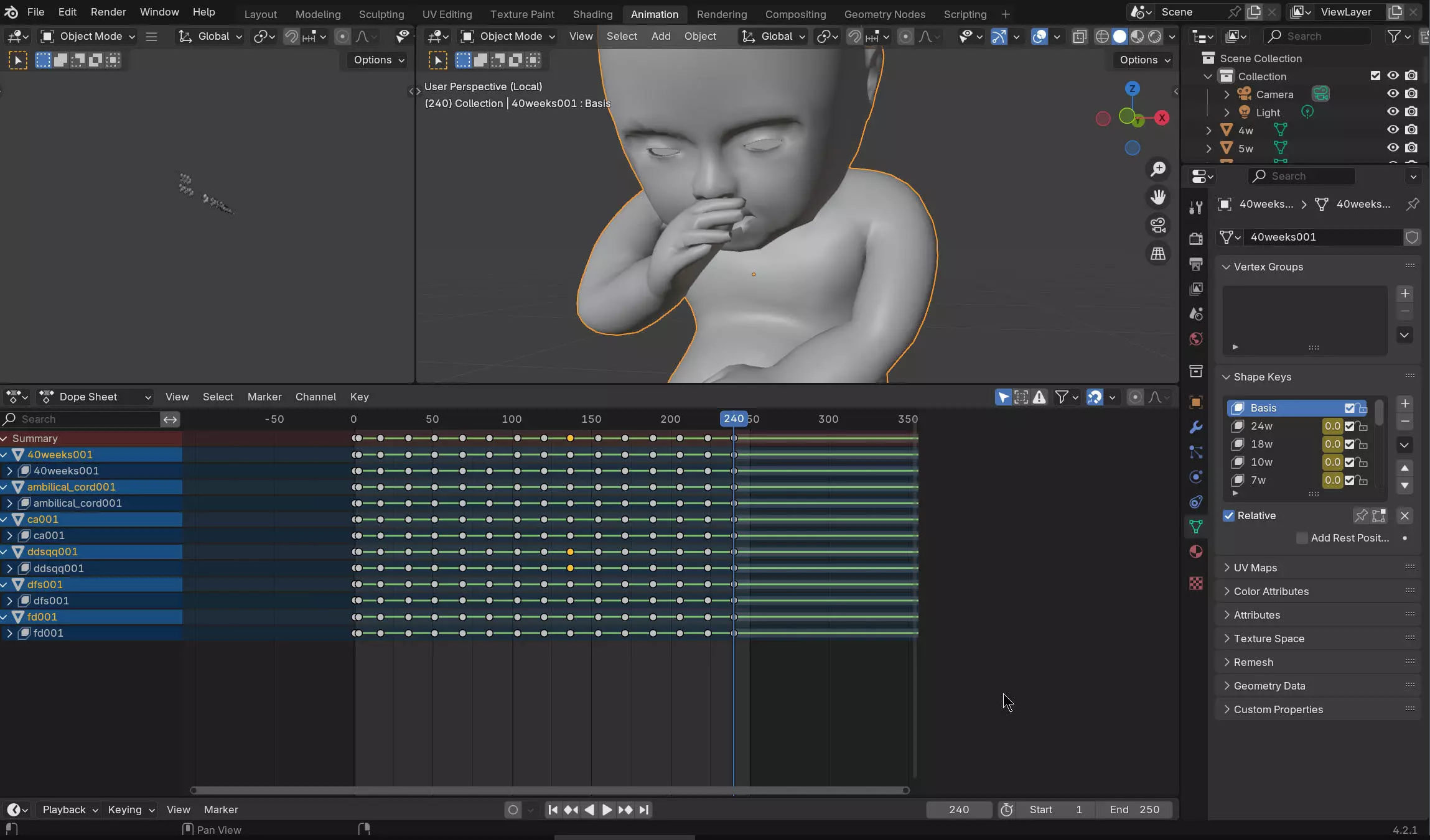 Animated and Morphed Human Fetus Low-poly 3D model_57