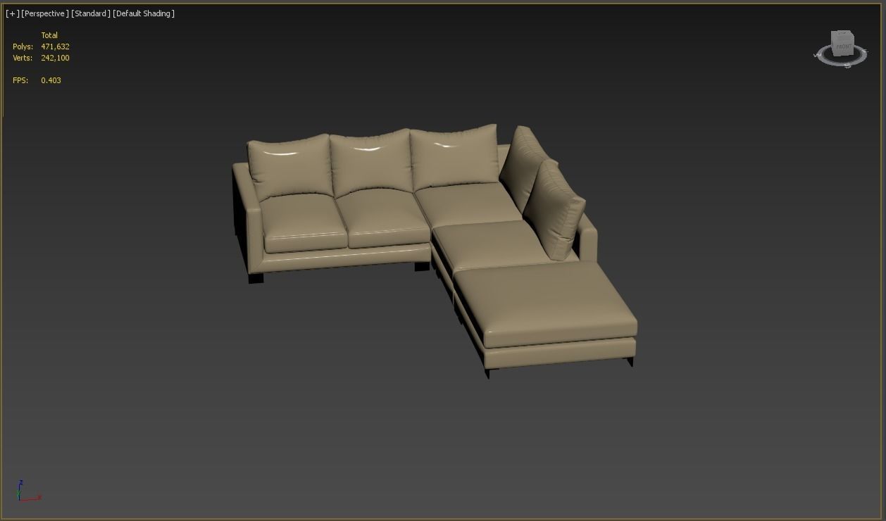 Sofa Zara Corner unit small left hand facing stool extra deep 3D model_3