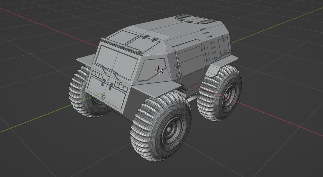 Military Truck Low-poly 3D model_10