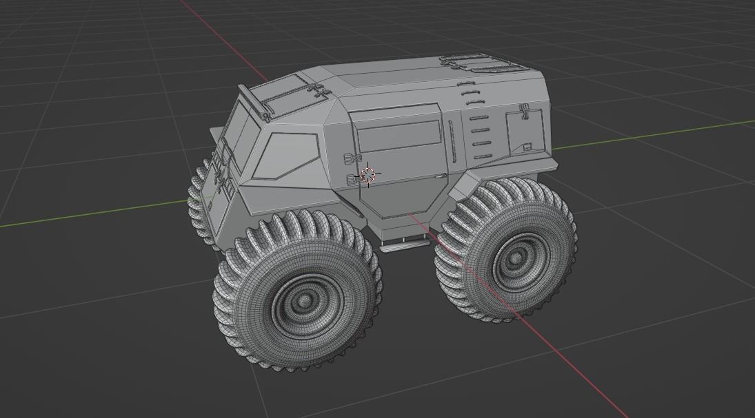 Military Truck Low-poly 3D model_9