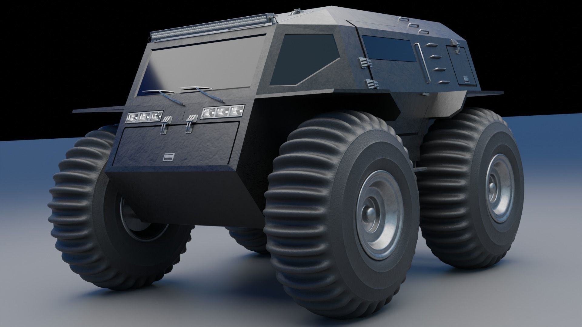 Military Truck Low-poly 3D model_5
