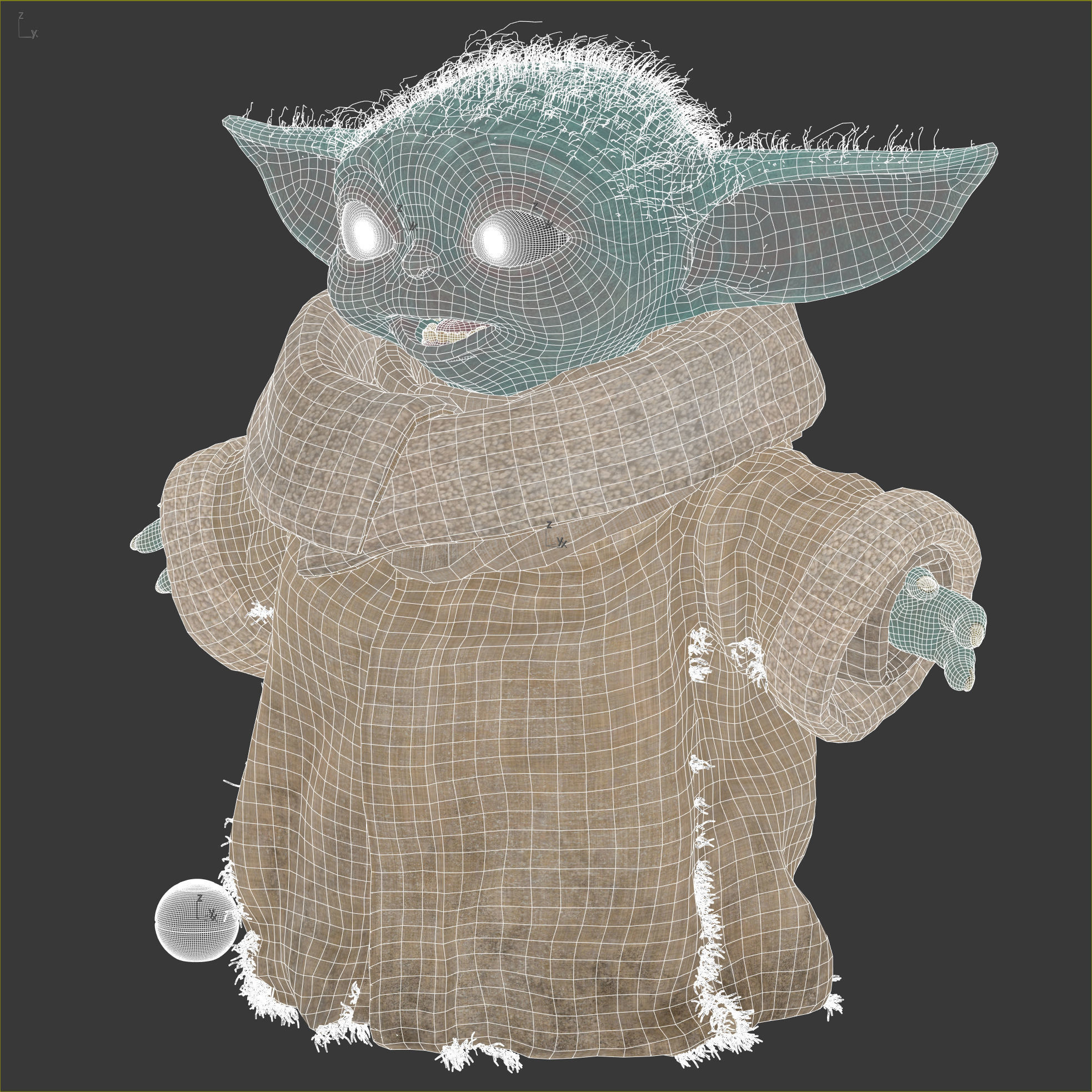 Grogu Baby Yoda Film Quality T-Pose 3d Model 3D model_16