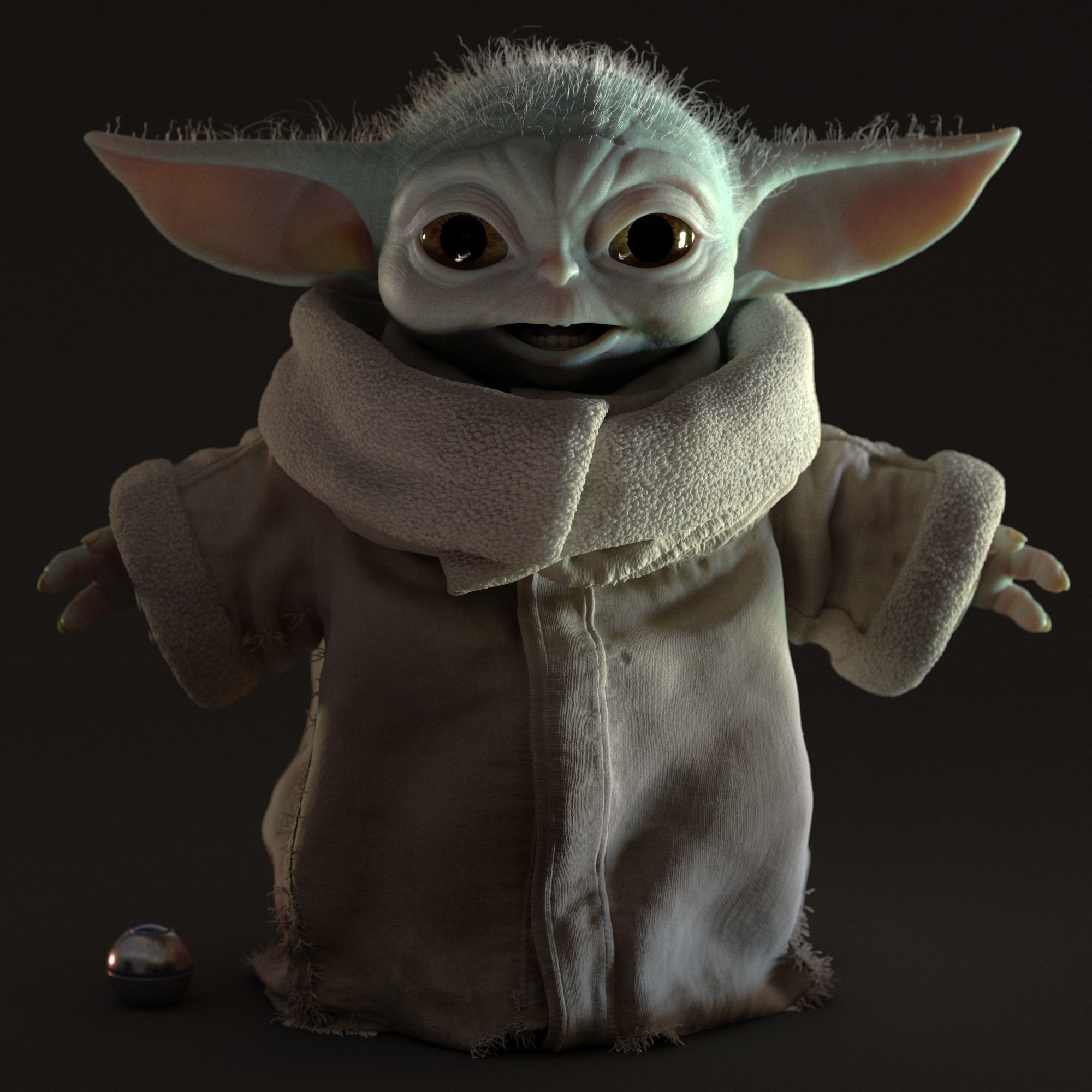 Grogu Baby Yoda Film Quality T-Pose 3d Model 3D model_4