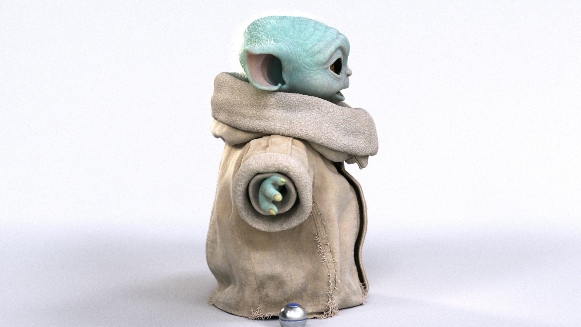 Grogu Baby Yoda Film Quality T-Pose 3d Model 3D model_29