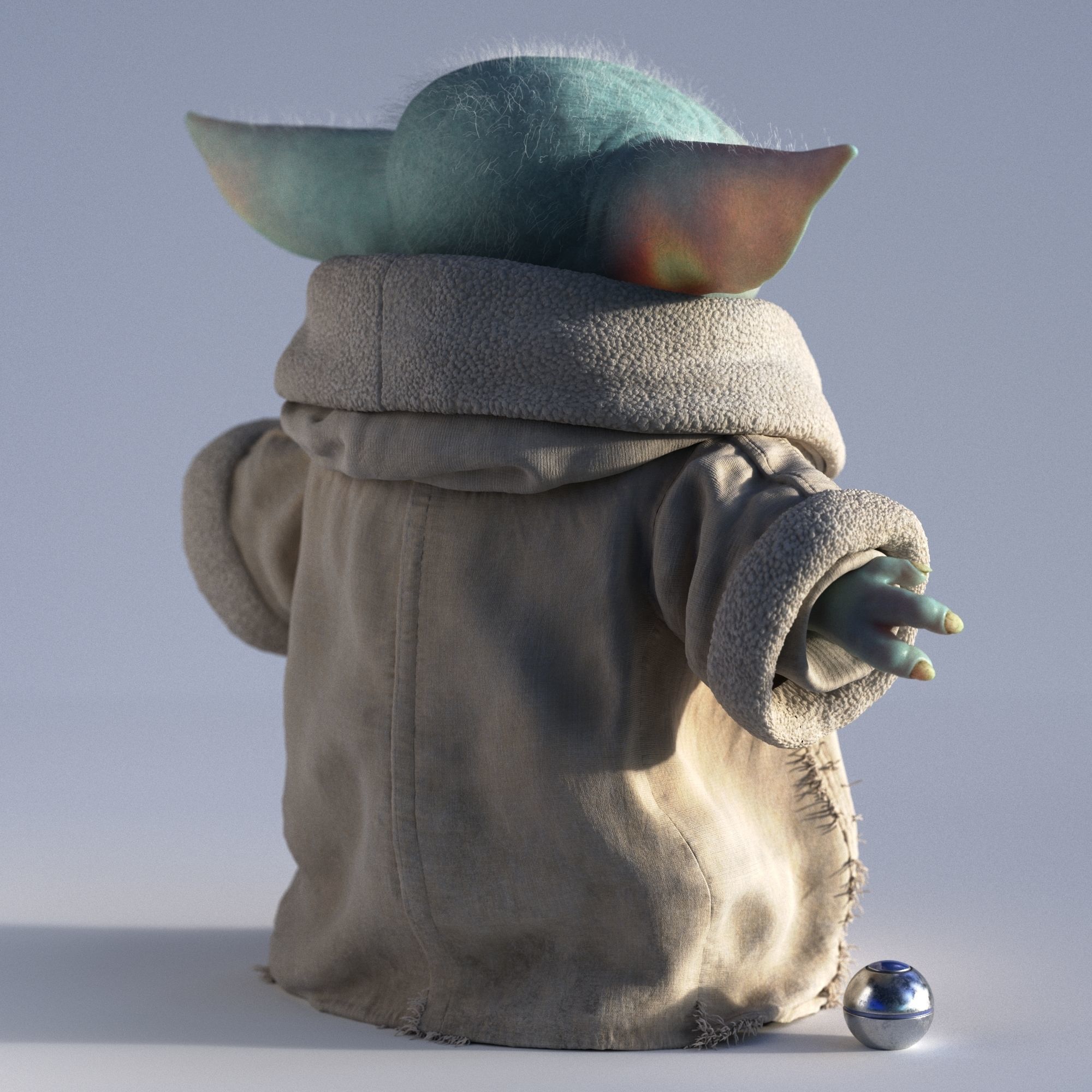 Grogu Baby Yoda Film Quality T-Pose 3d Model 3D model_11