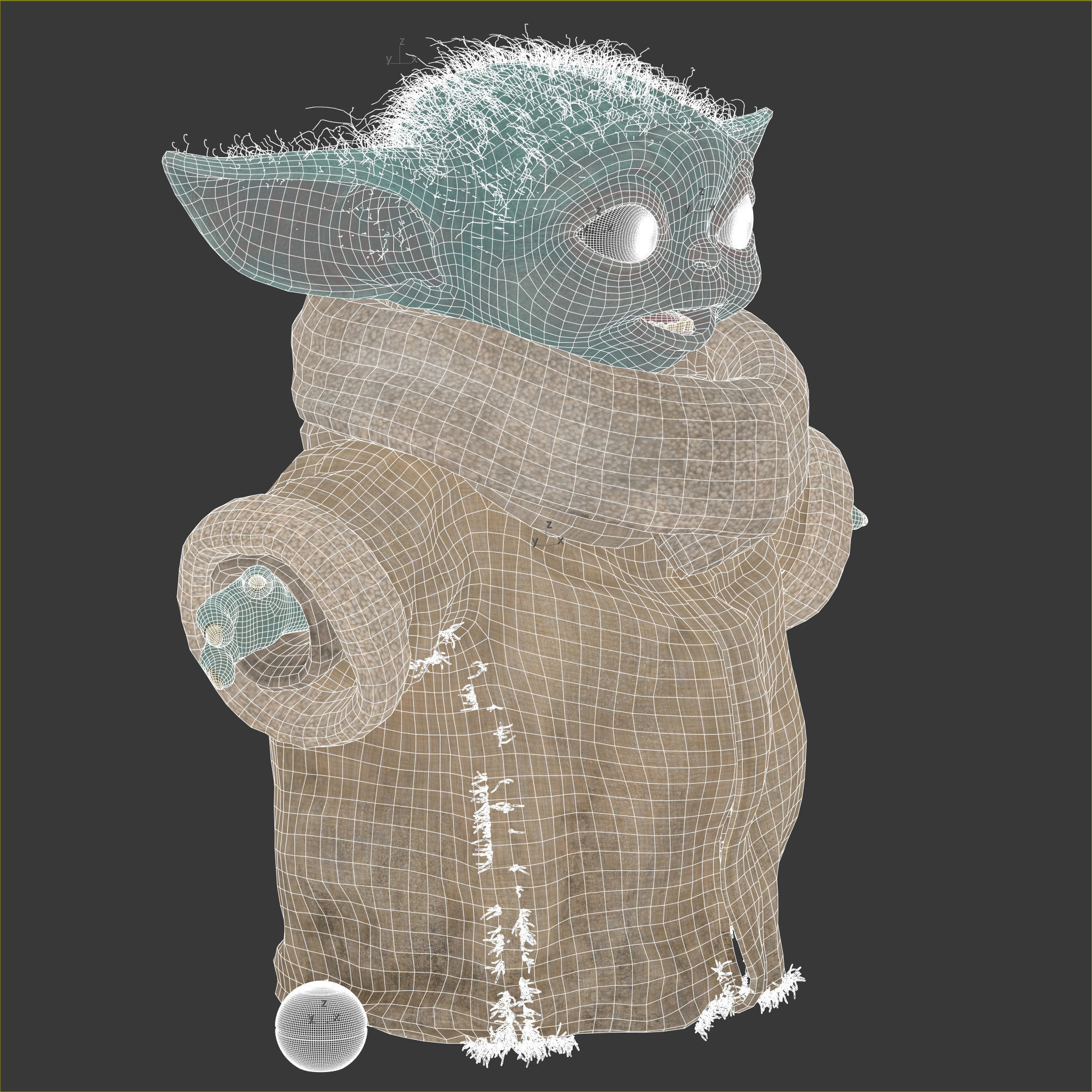 Grogu Baby Yoda Film Quality T-Pose 3d Model 3D model_15