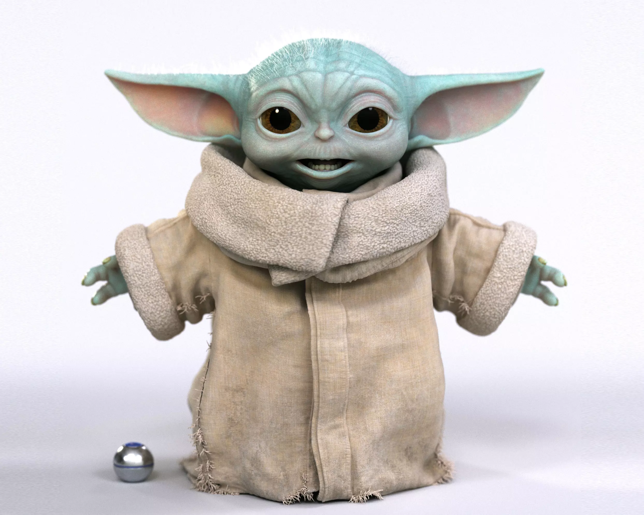 Grogu Baby Yoda Film Quality T-Pose 3d Model 3D model_0