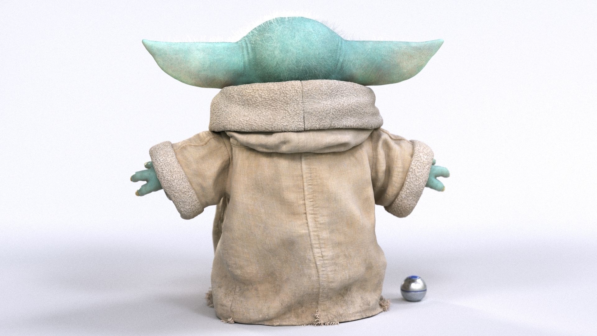 Grogu Baby Yoda Film Quality T-Pose 3d Model 3D model_25