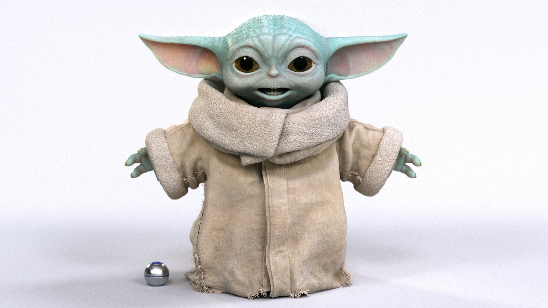 Grogu Baby Yoda Film Quality T-Pose 3d Model 3D model_18