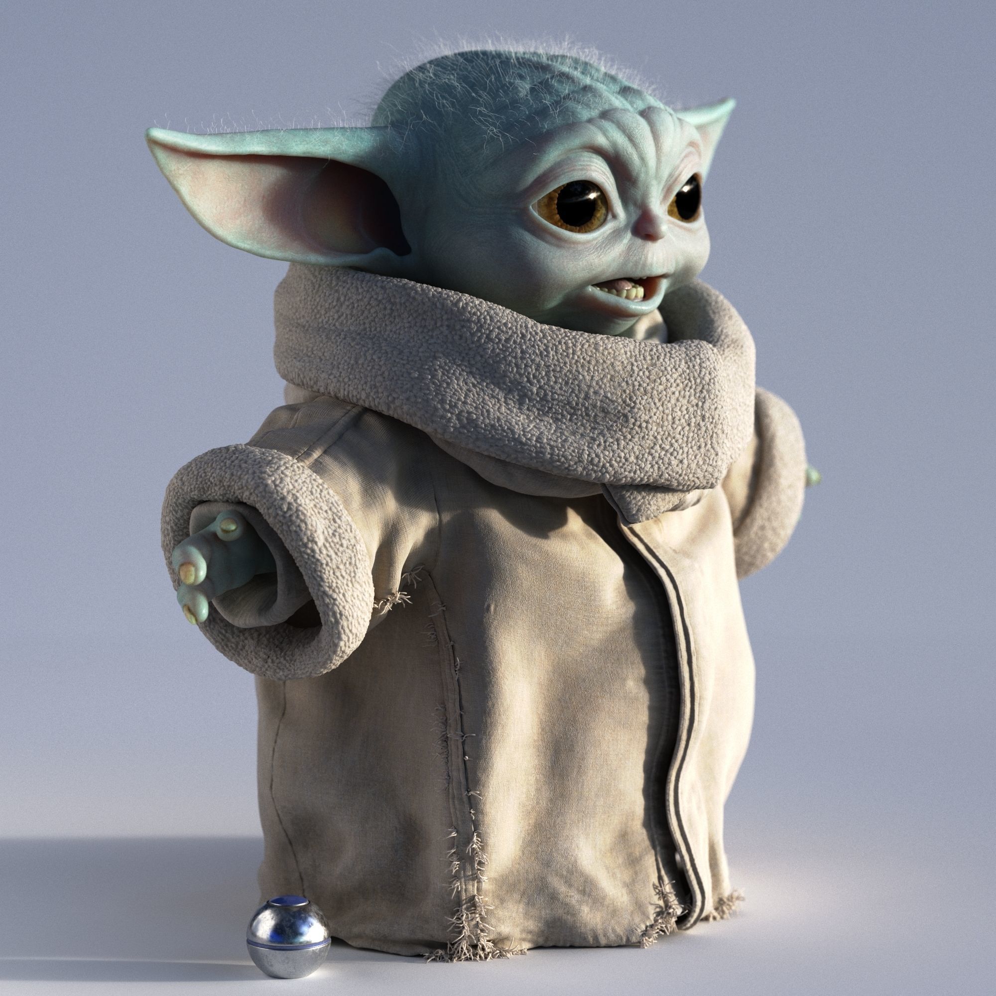 Grogu Baby Yoda Film Quality T-Pose 3d Model 3D model_1