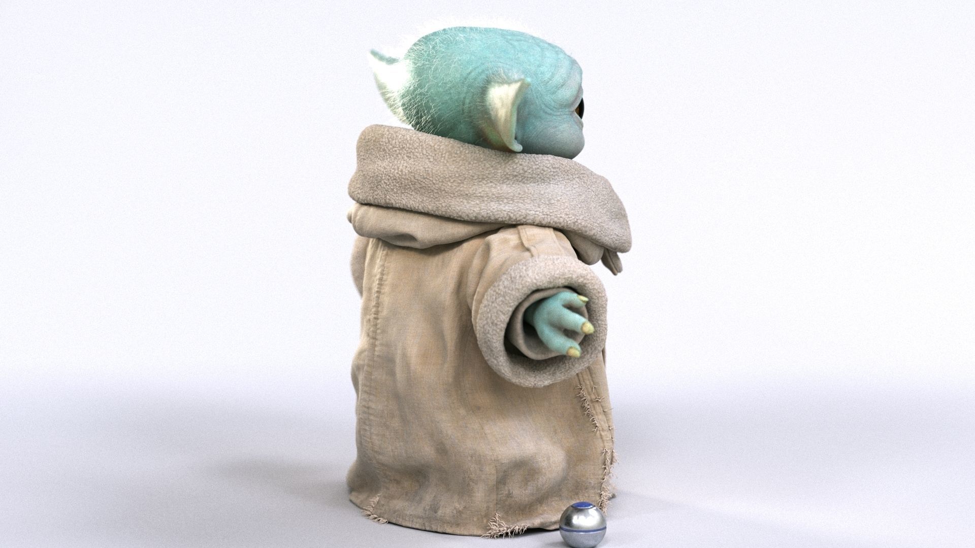 Grogu Baby Yoda Film Quality T-Pose 3d Model 3D model_28