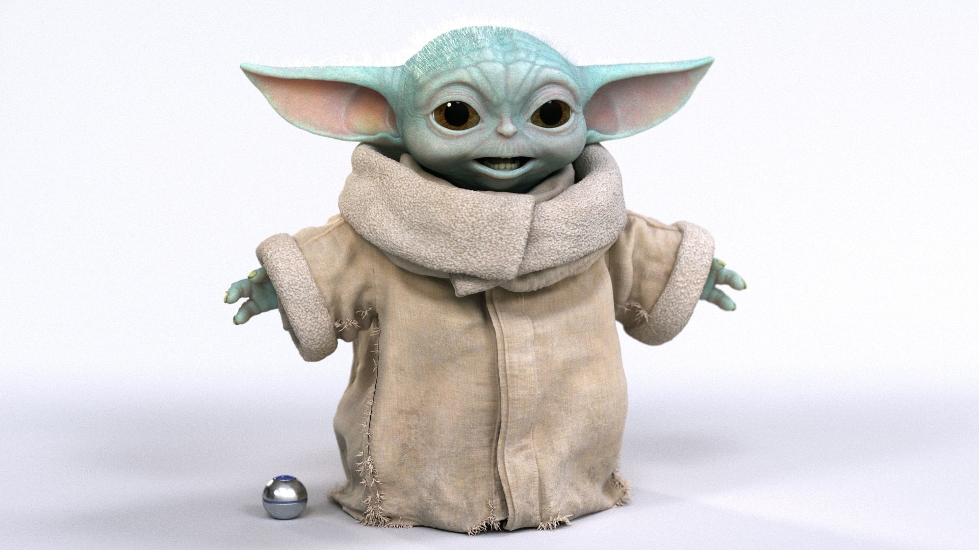 Grogu Baby Yoda Film Quality T-Pose 3d Model 3D model_32