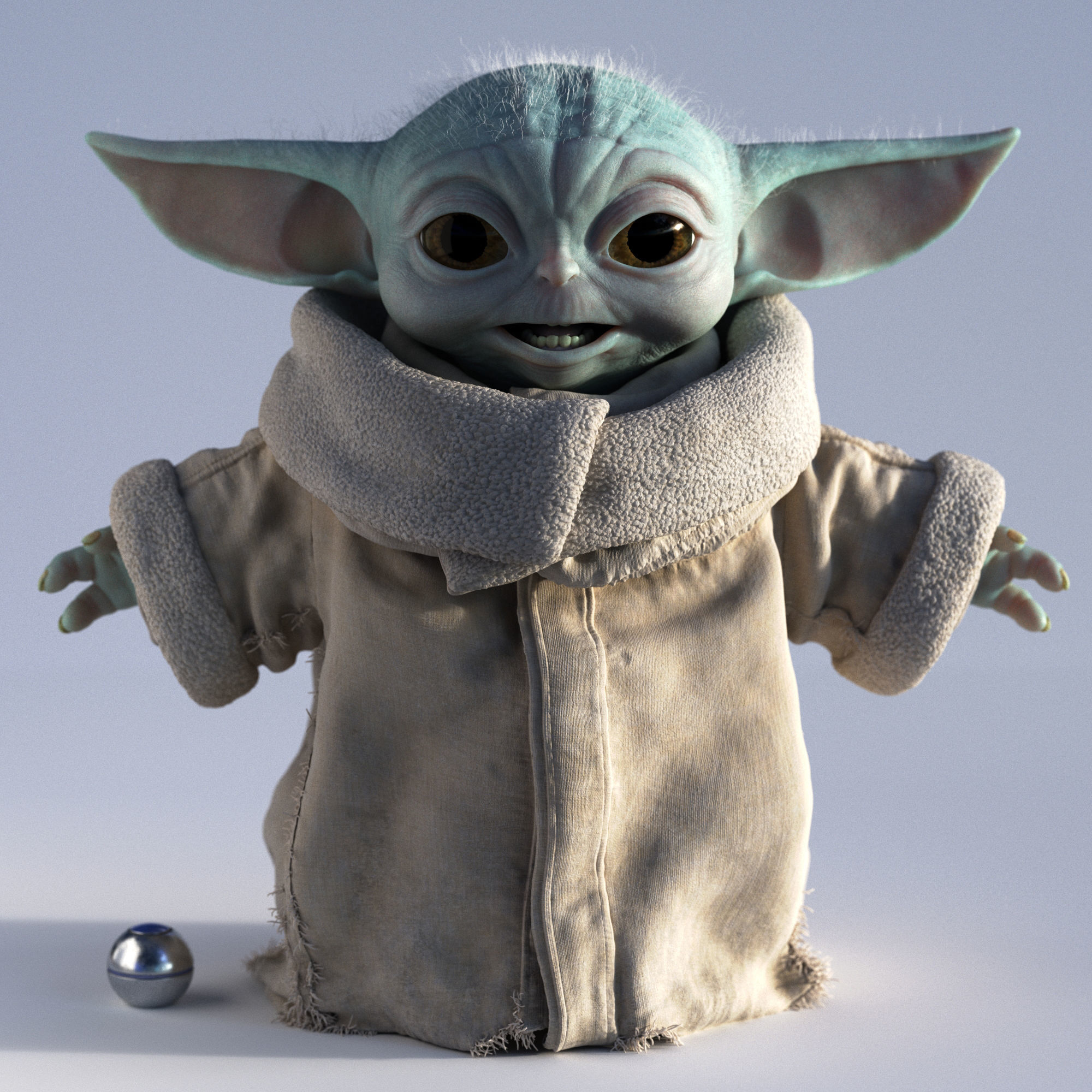 Grogu Baby Yoda Film Quality T-Pose 3d Model 3D model_2